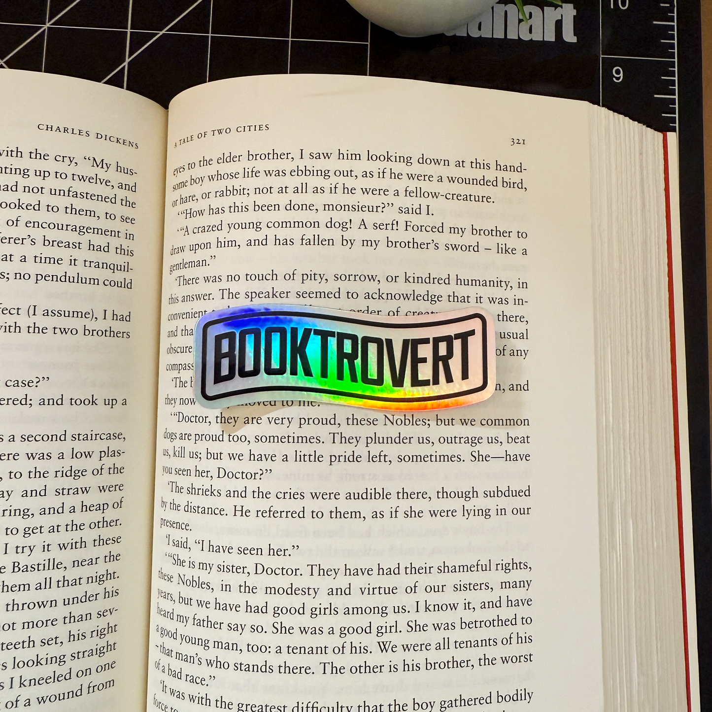 Booktrovert Holographic Vinyl Sticker Waterproof 3" X 1.1"