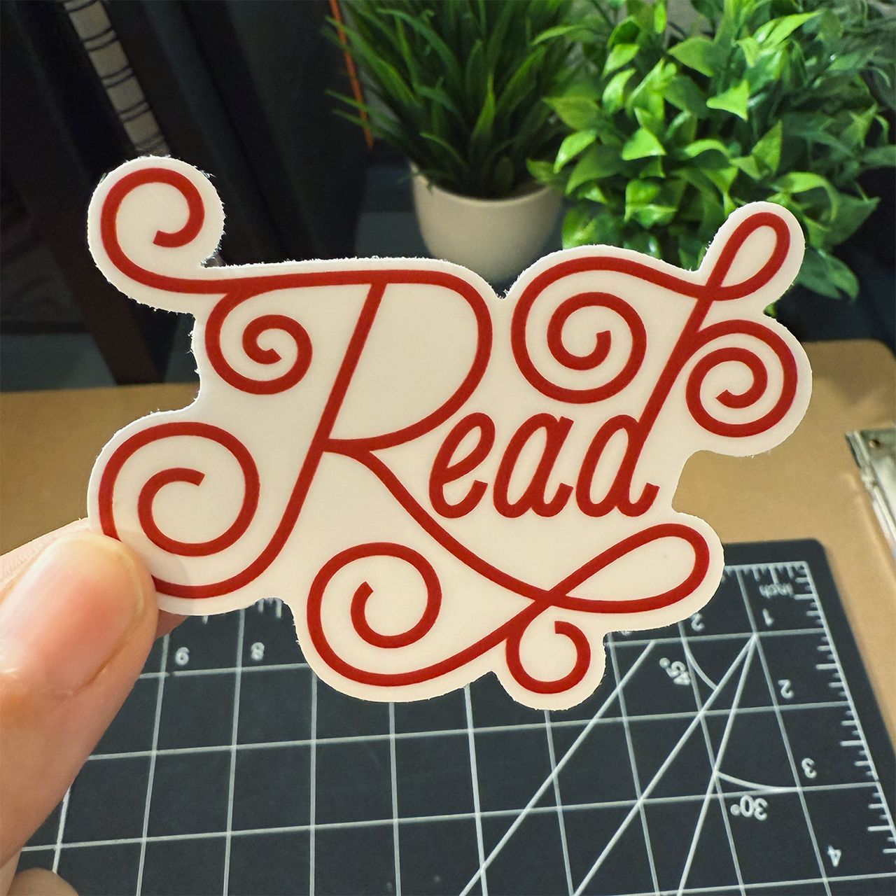 Read Lettering Vinyl Sticker Waterproof 3" X 2.3"