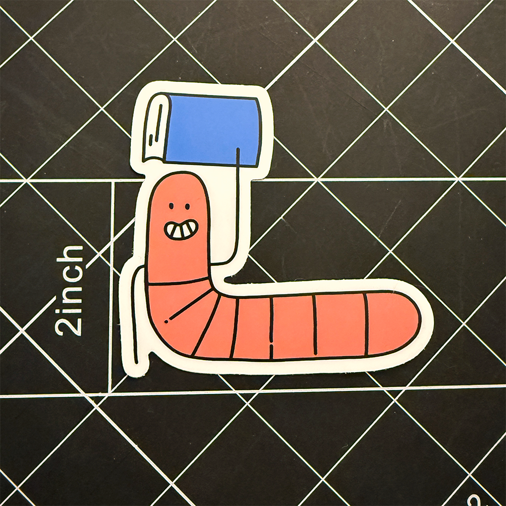 Bookworm Vinyl Sticker Waterproof 3" X 2.83"