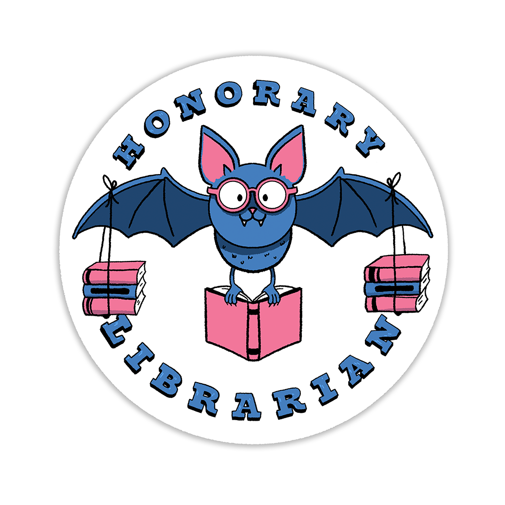 Honorary Librarian Bat Vinyl Sticker Waterproof 3" X 3"