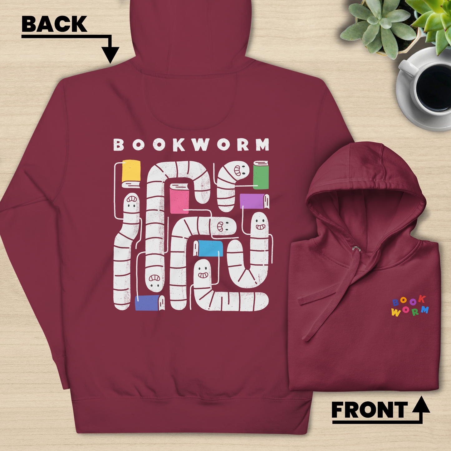Bookworm Hoodie (Front and Back Print)