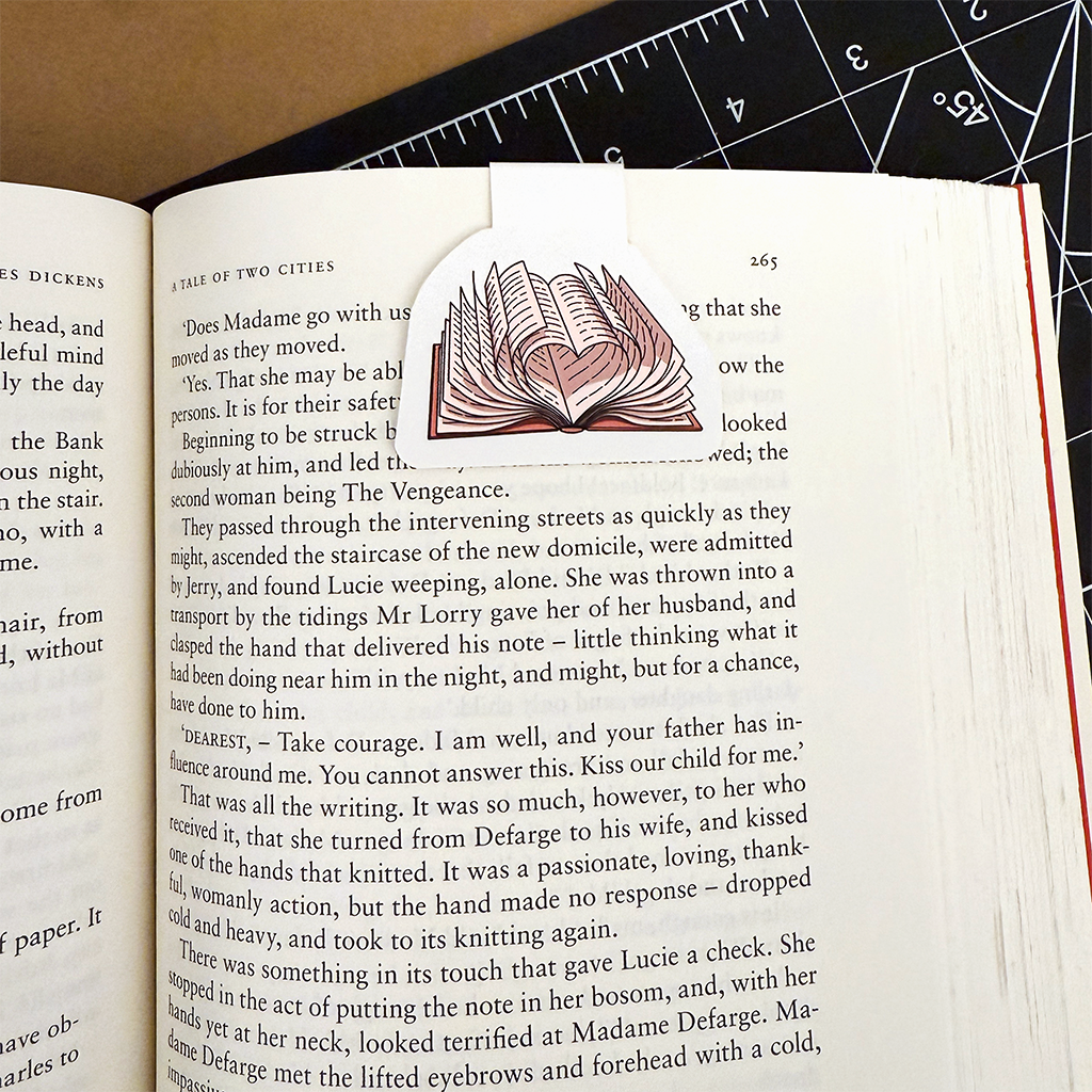 Open Book Heart Magnetic Bookmark