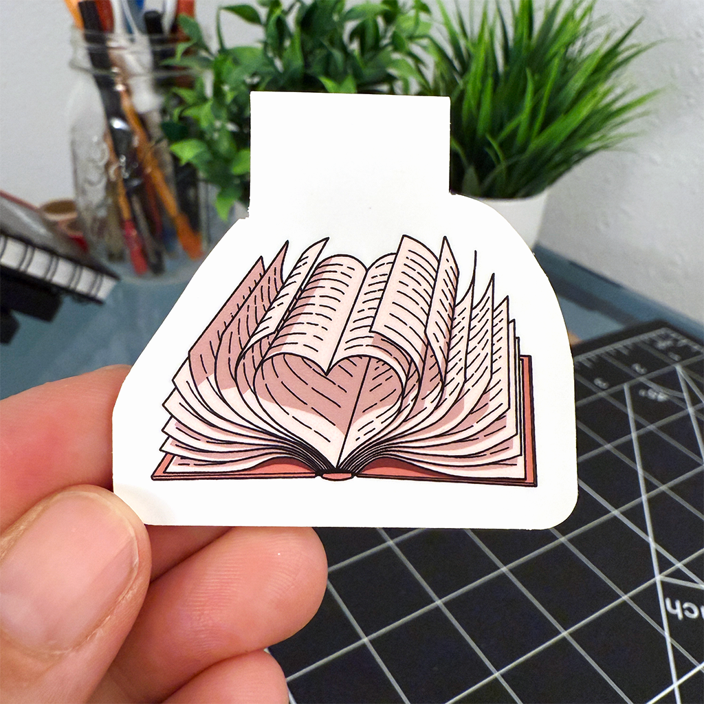 Open Book Heart Magnetic Bookmark