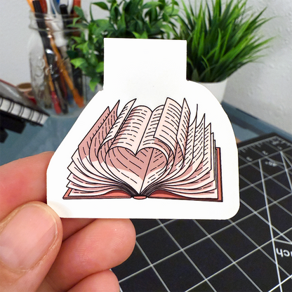 Open Book Heart Magnetic Bookmark