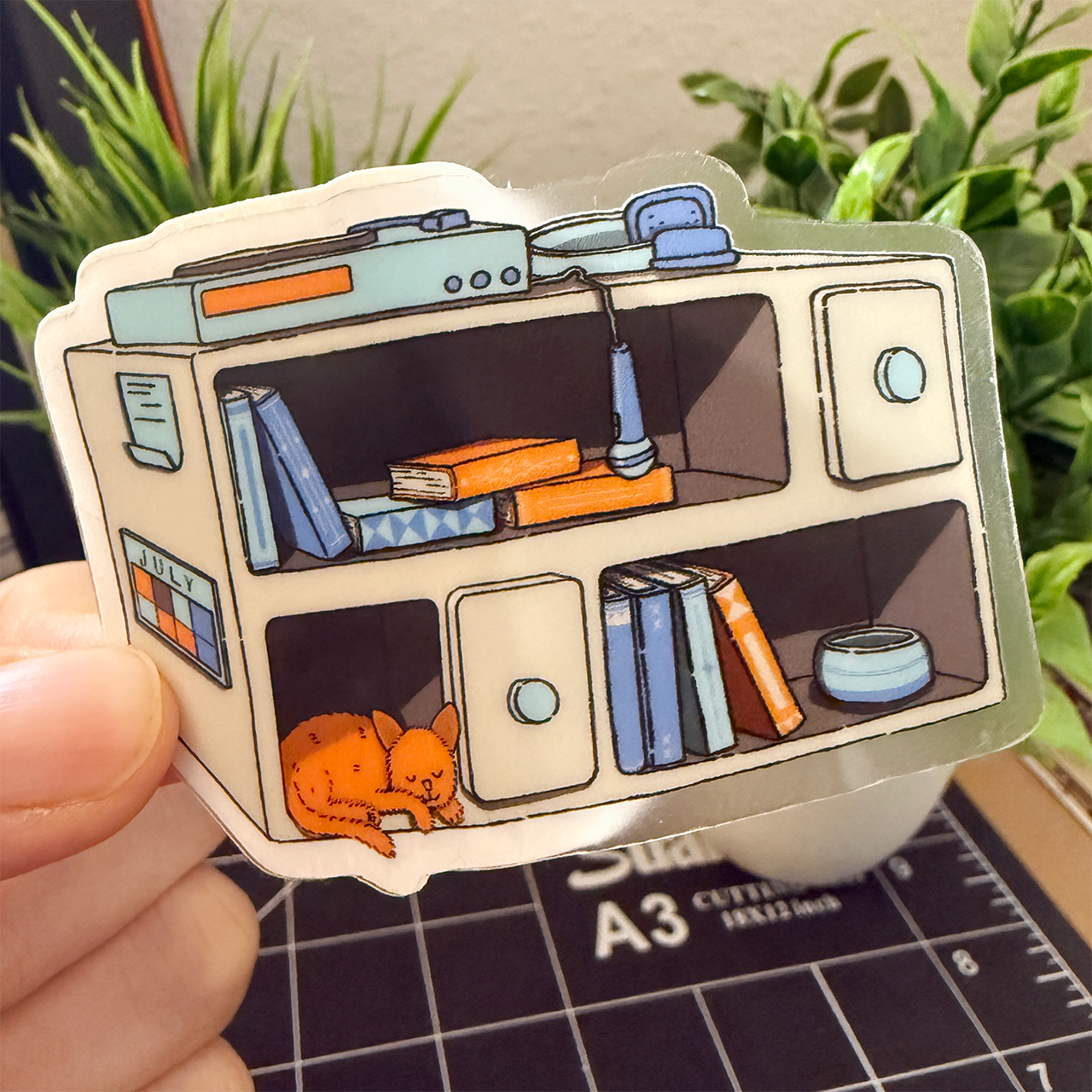 Music Bookshelf Clear Vinyl Sticker Waterproof 3" X 2"