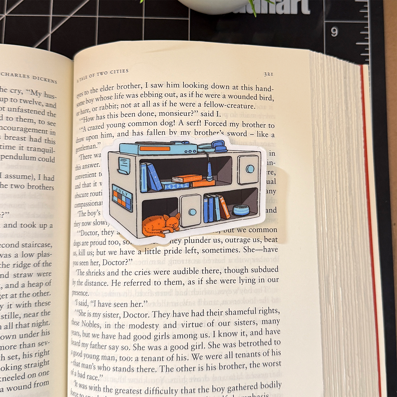 Music Bookshelf Clear Vinyl Sticker Waterproof 3" X 2"