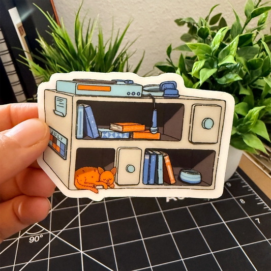Music Bookshelf Clear Vinyl Sticker Waterproof 3" X 2"