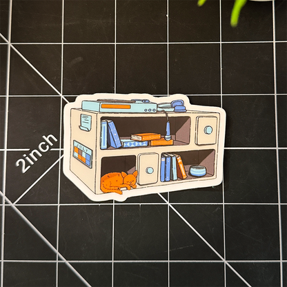 Music Bookshelf Clear Vinyl Sticker Waterproof 3" X 2"