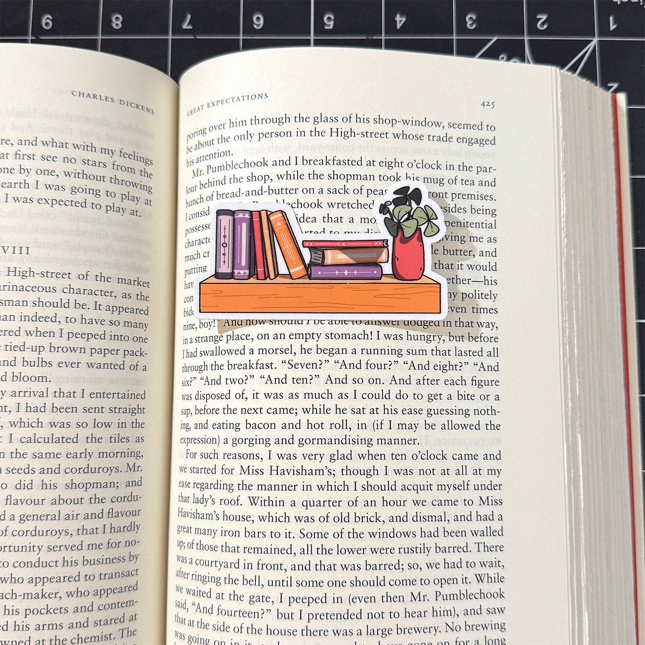 Warm Tone Bookshelf Vinyl Sticker Waterproof 3" X 1.7"