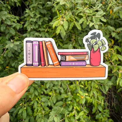 Warm Tone Bookshelf Vinyl Sticker Waterproof 3" X 1.7"