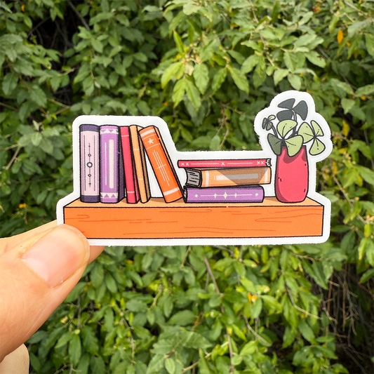 Warm Tone Bookshelf Vinyl Sticker Waterproof 3" X 1.7"