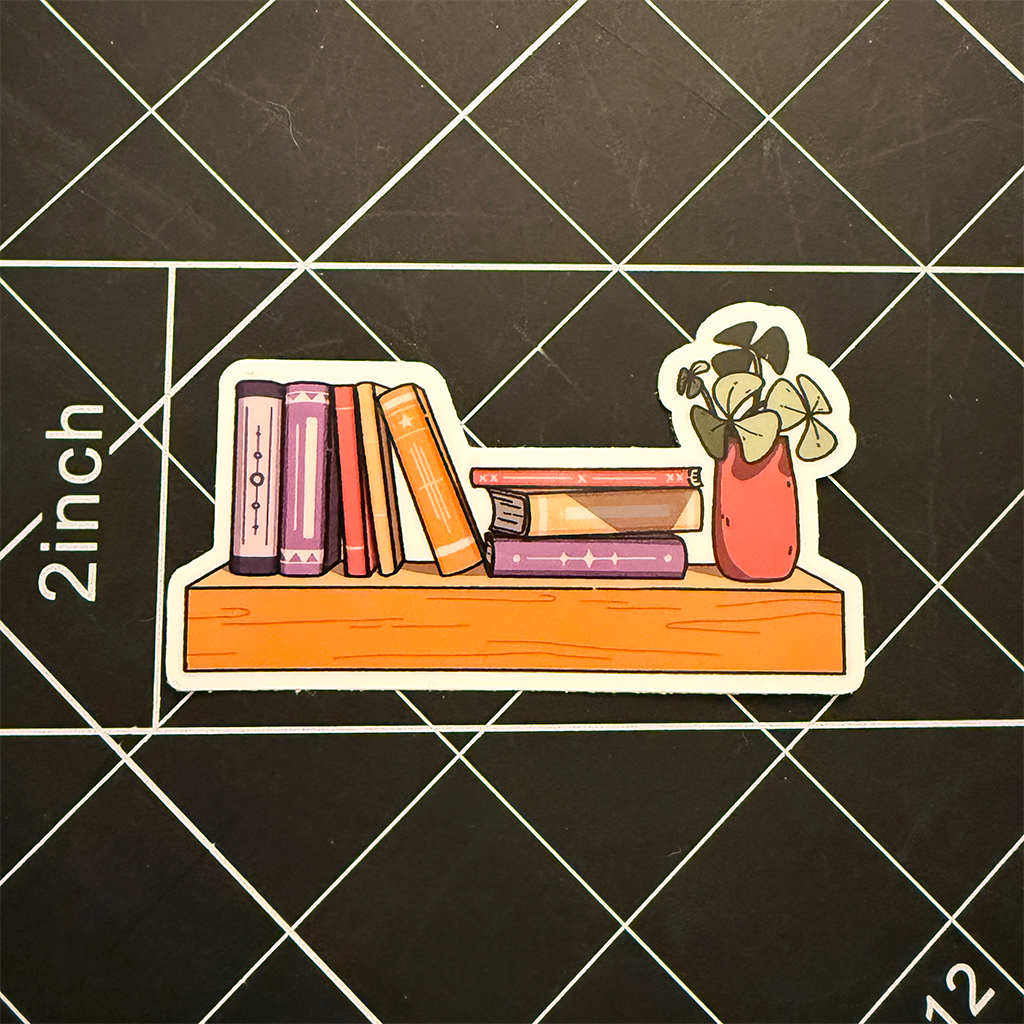 Warm Tone Bookshelf Vinyl Sticker Waterproof 3" X 1.7"