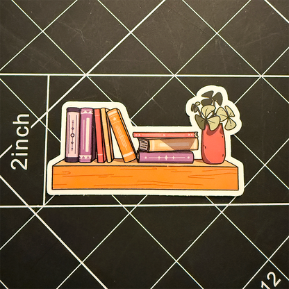 Warm Tone Bookshelf Vinyl Sticker Waterproof 3" X 1.7"