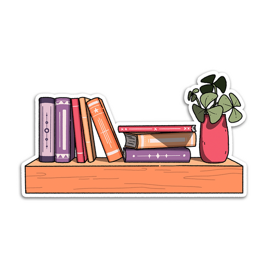 Warm Tone Bookshelf Vinyl Sticker Waterproof 3" X 1.7"