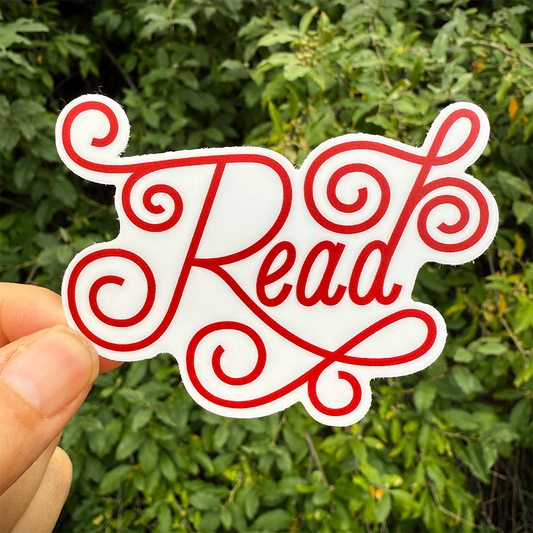 Read Lettering Vinyl Sticker Waterproof 3" X 2.3"