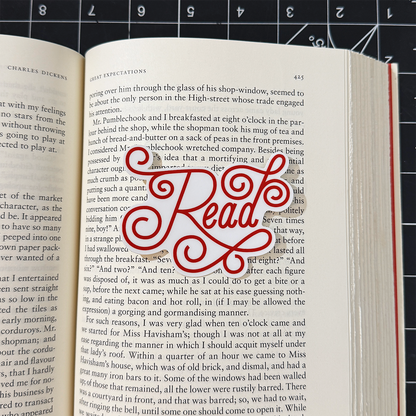 Read Lettering Vinyl Sticker Waterproof 3" X 2.3"