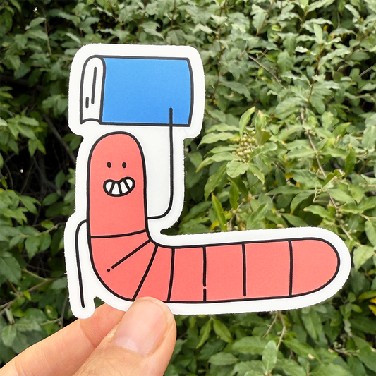 Bookworm Vinyl Sticker Waterproof 3" X 2.83"