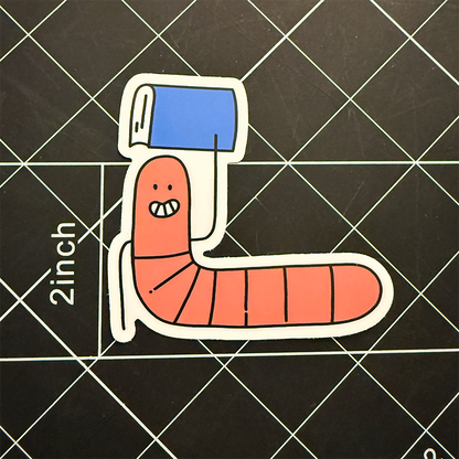 Bookworm Vinyl Sticker Waterproof 3" X 2.83"