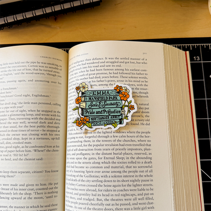 Jane Austen Book Stack Vinyl Sticker Waterproof 3" X 2.4"