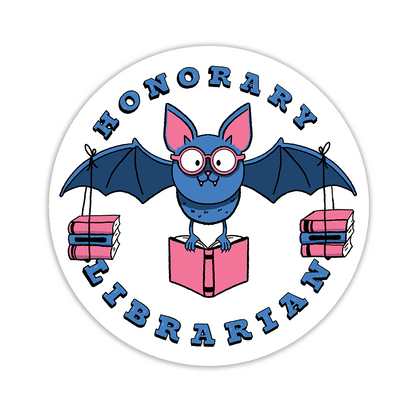 Honorary Librarian Bat Vinyl Sticker Waterproof 3" X 3"