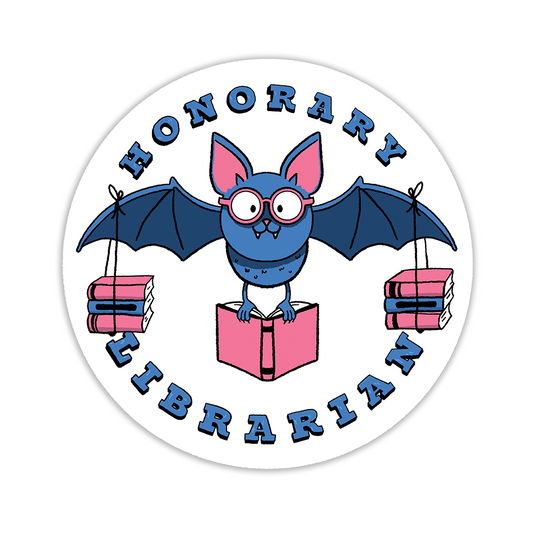 Honorary Librarian Bat Vinyl Sticker Waterproof 3" X 3"