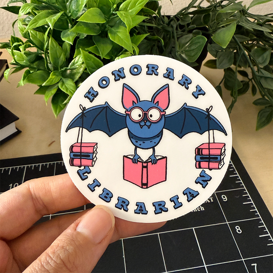 Honorary Librarian Bat Vinyl Sticker Waterproof 3" X 3"
