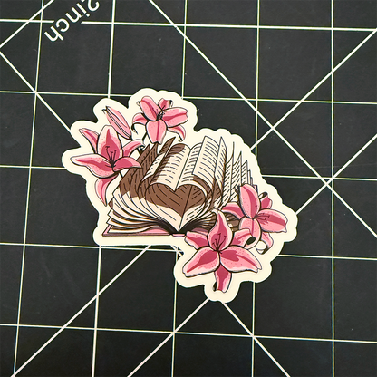 Lily Book Heart Vinyl Sticker Waterproof 3" X 2.84"