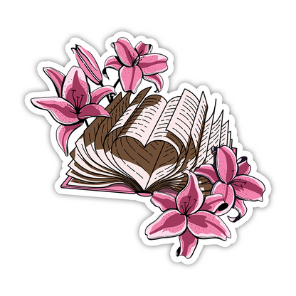 Lily Book Heart Vinyl Sticker Waterproof 3" X 2.84"