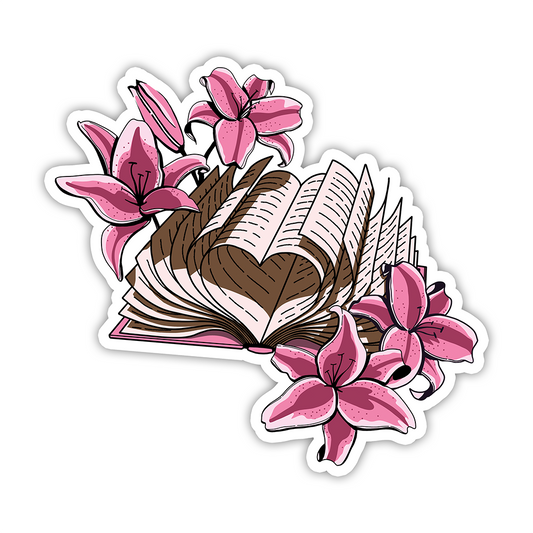 Lily Book Heart Vinyl Sticker Waterproof 3" X 2.84"